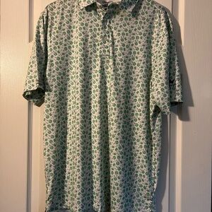 Summit x Straight Down Elegant Green Patterned Polo Shirt